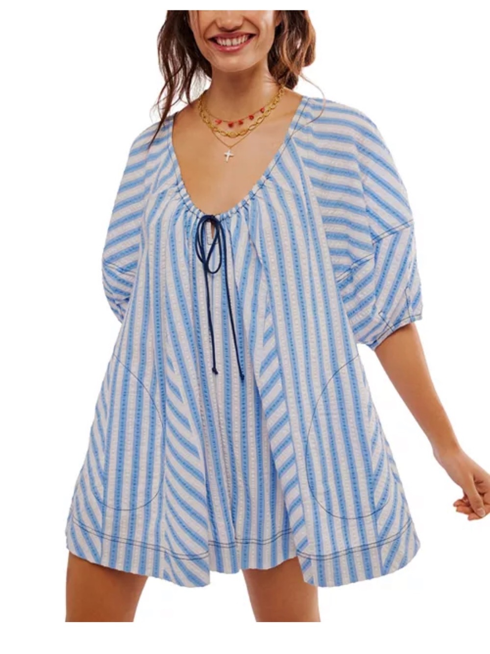 Free People Bop Around Stripe Romper